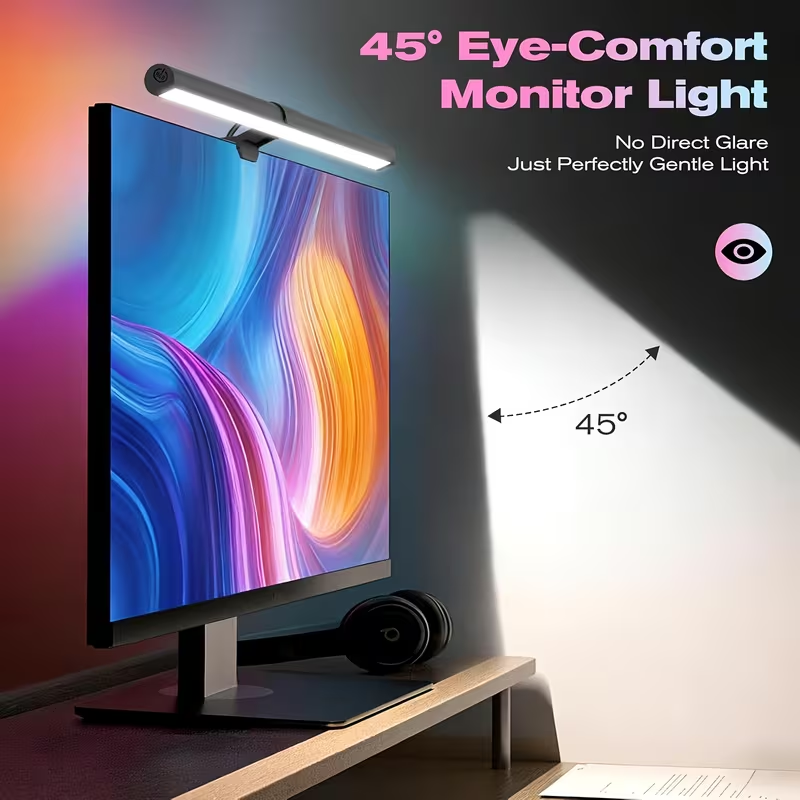 Led Gaming Light Strip - USB-aangedreven LED-monitorlichtbalk, RGB-kleurveranderende hangende schermlamp, traploos