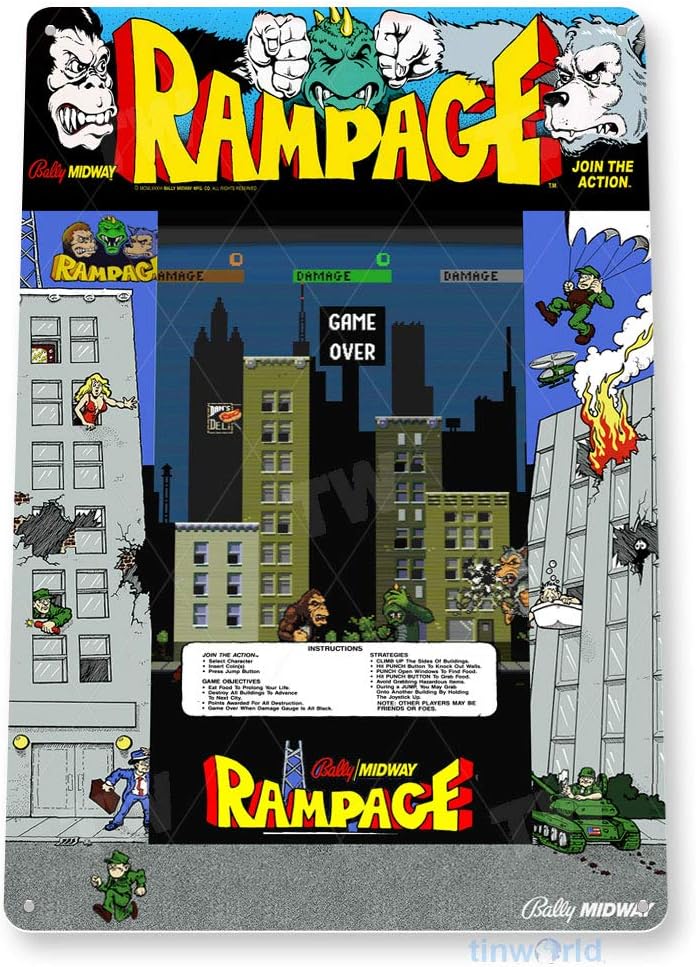 TIN SIGN Rampage Arcade Sign G - Gaming Console Room recensie en prijs